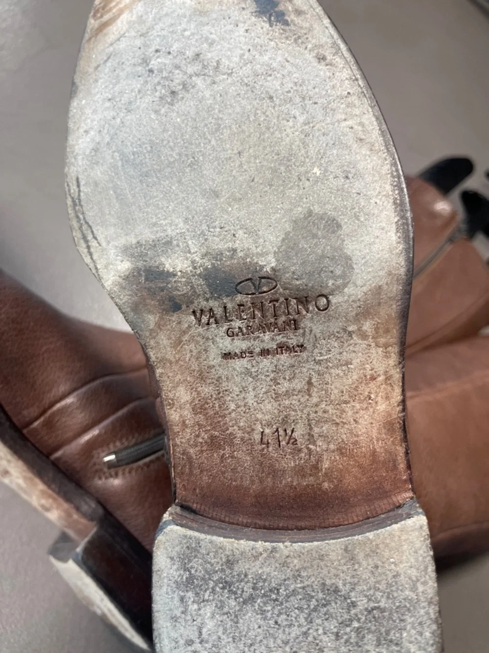 Valentino Garavani Mens Tall Brown Leather Boots Size 41.5